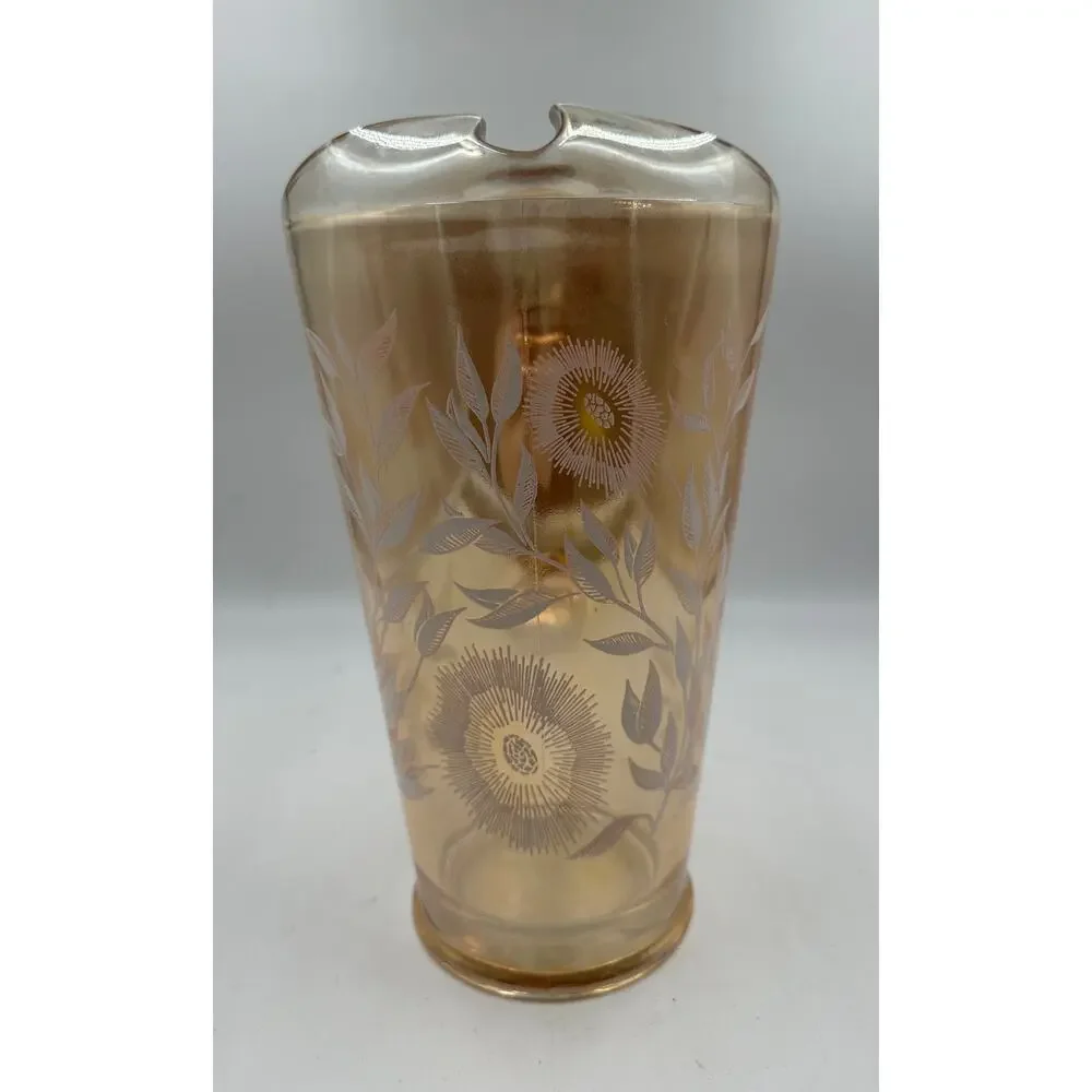 Vintage Jeannette Cosmos Marigold Carnival Glass 48 Oz Pitcher - Picture 4 of 7